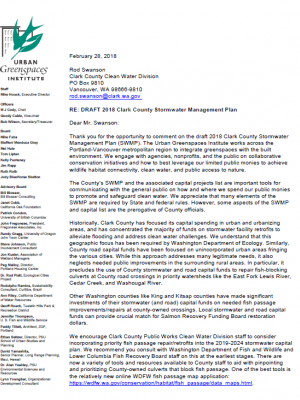 2018 Clark County Stormwater Management Plan comment