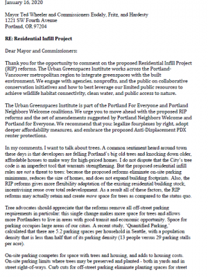 2020 Comment on Residential Infill Project